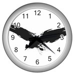 Grunge Bird Wall Clock (Silver) Front