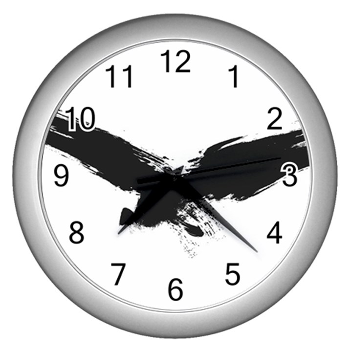 Grunge Bird Wall Clock (Silver)