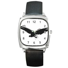 Grunge Bird Square Leather Watch by magann