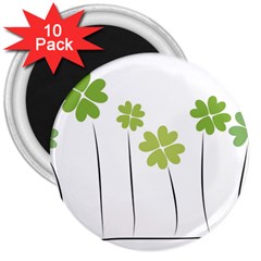 Clover 3  Button Magnet (10 Pack) by magann