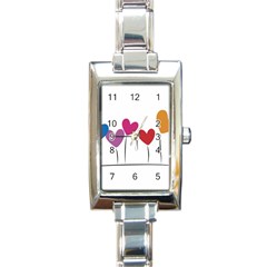 Heart Flowers Rectangular Italian Charm Watch by magann