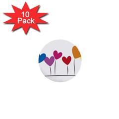 Heart Flowers 1  Mini Button (10 Pack) by magann