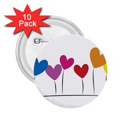 Heart Flowers 2 25  Button (10 Pack) by magann