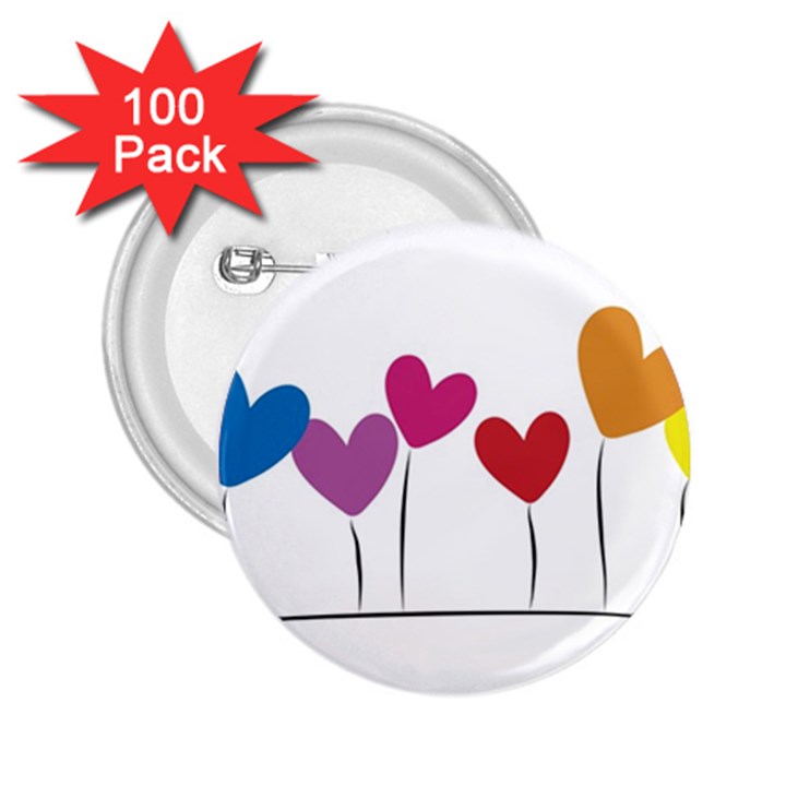 Heart flowers 2.25  Button (100 pack)