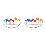 Heart flowers Cufflinks (Oval) Front(Pair)