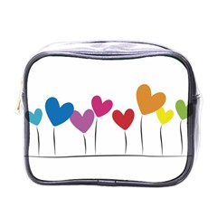 Heart Flowers Mini Travel Toiletry Bag (one Side) by magann