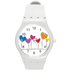 Heart Flowers Plastic Sport Watch (medium) by magann