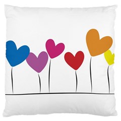 Heart Flowers Large Cushion Case (two Sides)