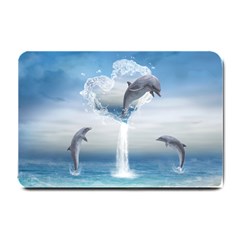 The Heart Of The Dolphins Small Door Mat by gatterwe