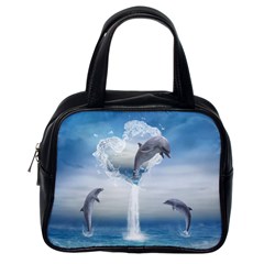 The Heart Of The Dolphins Classic Handbag (one Side)