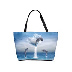 The Heart Of The Dolphins Large Shoulder Bag by gatterwe