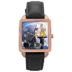 Dragon Land 2 Rose Gold Leather Watch  by gatterwe