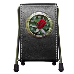 Sallys Flowers 032 001 Stationery Holder Clock by pictureperfectphotography