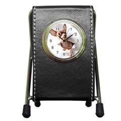 Chihuahua Stationery Holder Clock