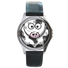 Cow Round Metal Watch (silver Rim) by cutepetshop