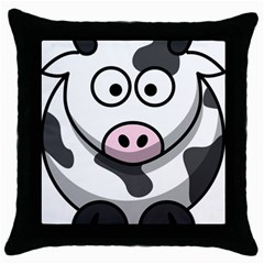 Cow Black Throw Pillow Case by cutepetshop