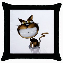 Funny Cat Black Throw Pillow Case by cutepetshop