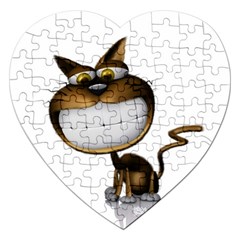 Funny Cat Jigsaw Puzzle (heart) by cutepetshop