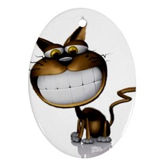 Funny Cat Oval Ornament (two Sides) by cutepetshop