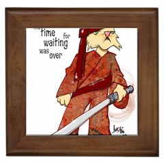 Samurai Cat Framed Ceramic Tile by cutepetshop