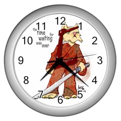 Samurai Cat Wall Clock (silver) by cutepetshop