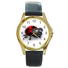 Lady Bird Round Metal Watch (gold Rim)  by cutepetshop