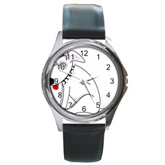 Pitbull Round Metal Watch (silver Rim) by cutepetshop