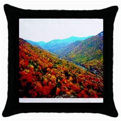 Through The Mountains Black Throw Pillow Case by Majesticmountain