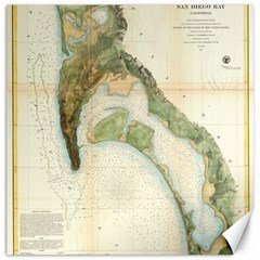 Vintage Map Of The San Diego Bay (1857) Canvas 12  X 12  (unframed) by Alleycatshirts