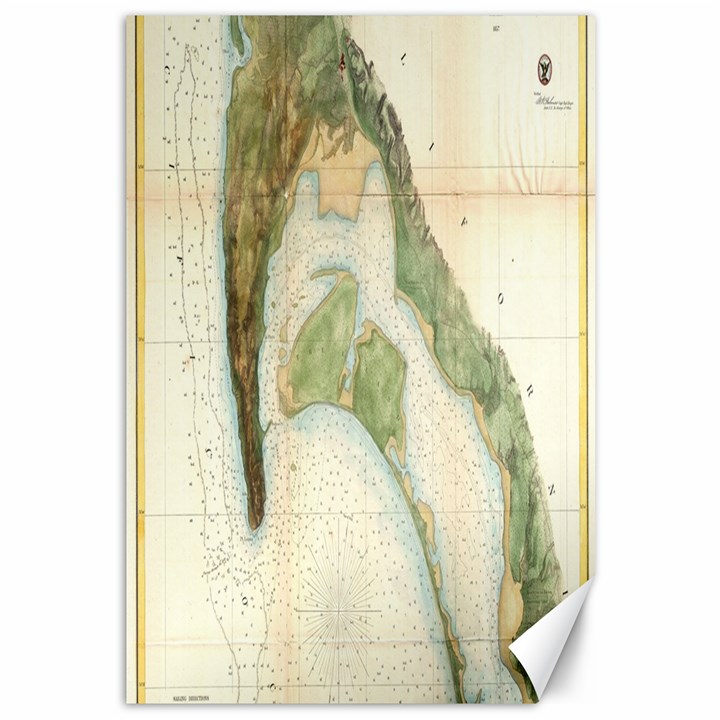 Vintage Map Of The San Diego Bay (1857) Canvas 12  x 18  (Unframed)