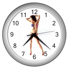 Usa Girl Wall Clock (silver) by hlehnerer