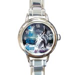 As The River Rises  Round Italian Charm Watch Front