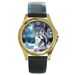 As The River Rises  Round Metal Watch (gold Rim)  by AuthorPScott