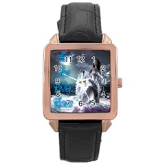 As The River Rises  Rose Gold Leather Watch  by AuthorPScott