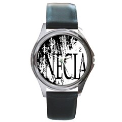 Logo Round Metal Watch (silver Rim) by RIOTTSHIRTS