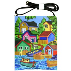 Three Boats & A Fish Table Shoulder Sling Bag