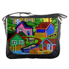 Three Boats & A Fish Table Messenger Bag by reillysart