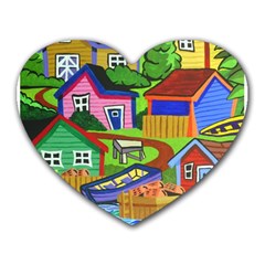 Three Boats & A Fish Table Mouse Pad (heart) by reillysart