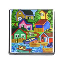 Three Boats & A Fish Table Memory Card Reader With Storage (square) by reillysart