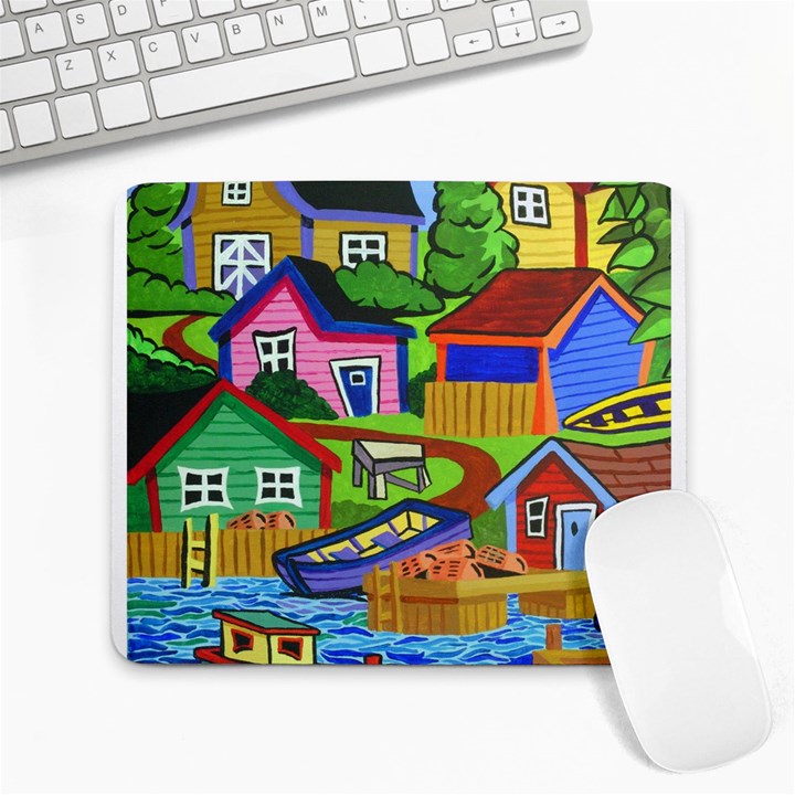 Three Boats & A Fish Table Large Mouse Pad (Rectangle)