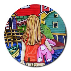 Blue Door And Stuffed Bunny 8  Mouse Pad (round) by reillysart