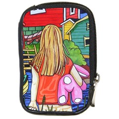 Blue Door And Stuffed Bunny Compact Camera Leather Case by reillysart