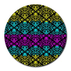 Cmyk Damask Flourish Pattern 8  Mouse Pad (round) by DDesigns