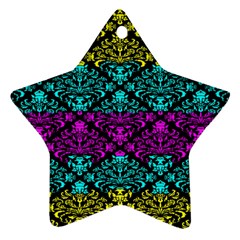 Cmyk Damask Flourish Pattern Star Ornament by DDesigns