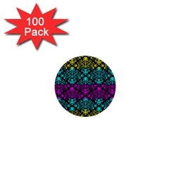 Cmyk Damask Flourish Pattern 1  Mini Button (100 Pack) by DDesigns