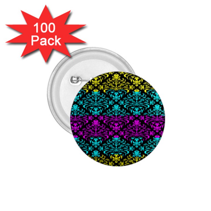 Cmyk Damask Flourish Pattern 1.75  Button (100 pack)