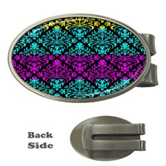 Cmyk Damask Flourish Pattern Money Clip (oval) by DDesigns