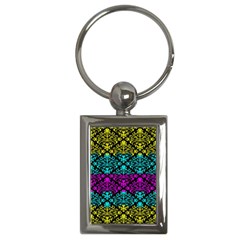 Cmyk Damask Flourish Pattern Key Chain (rectangle)