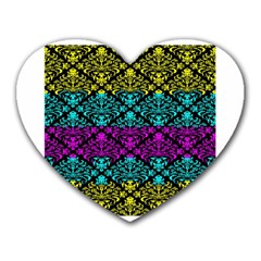 Cmyk Damask Flourish Pattern Mouse Pad (heart) by DDesigns