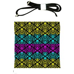 Cmyk Damask Flourish Pattern Shoulder Sling Bag by DDesigns